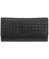 Mancini Women's Basket Weave Collection Rfid Secure Quadruple Fold Wallet