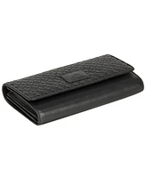 Mancini Women's Basket Weave Collection Rfid Secure Quadruple Fold Wallet