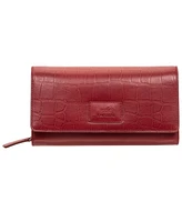 Mancini Women's Croco Collection Rfid Secure Clutch Wallet