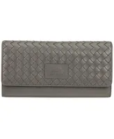 Mancini Women's Basket Weave Collection Rfid Secure Quadruple Fold Wallet