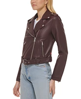 Levi's Women's Faux-Leather Belted Hem Moto Jacket