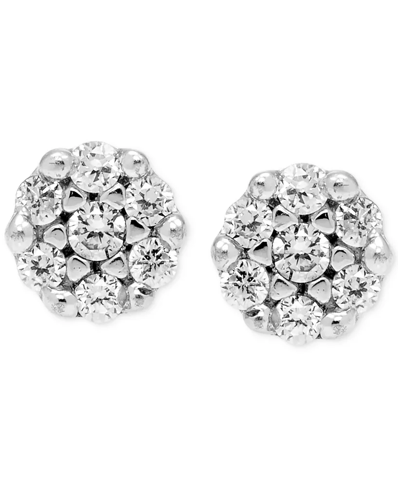 Diamond Cluster Stud Earrings (1/5 ct. t.w.) in 14k White Gold