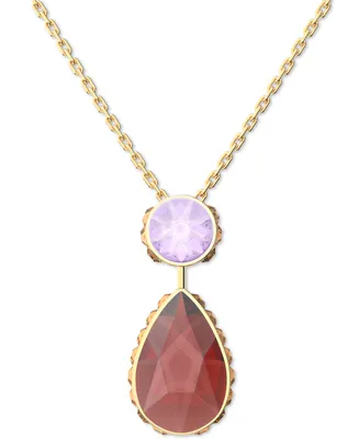 Swarovski Gold-Tone Color Crystal 14-7/8" Reversible Pendant Necklace