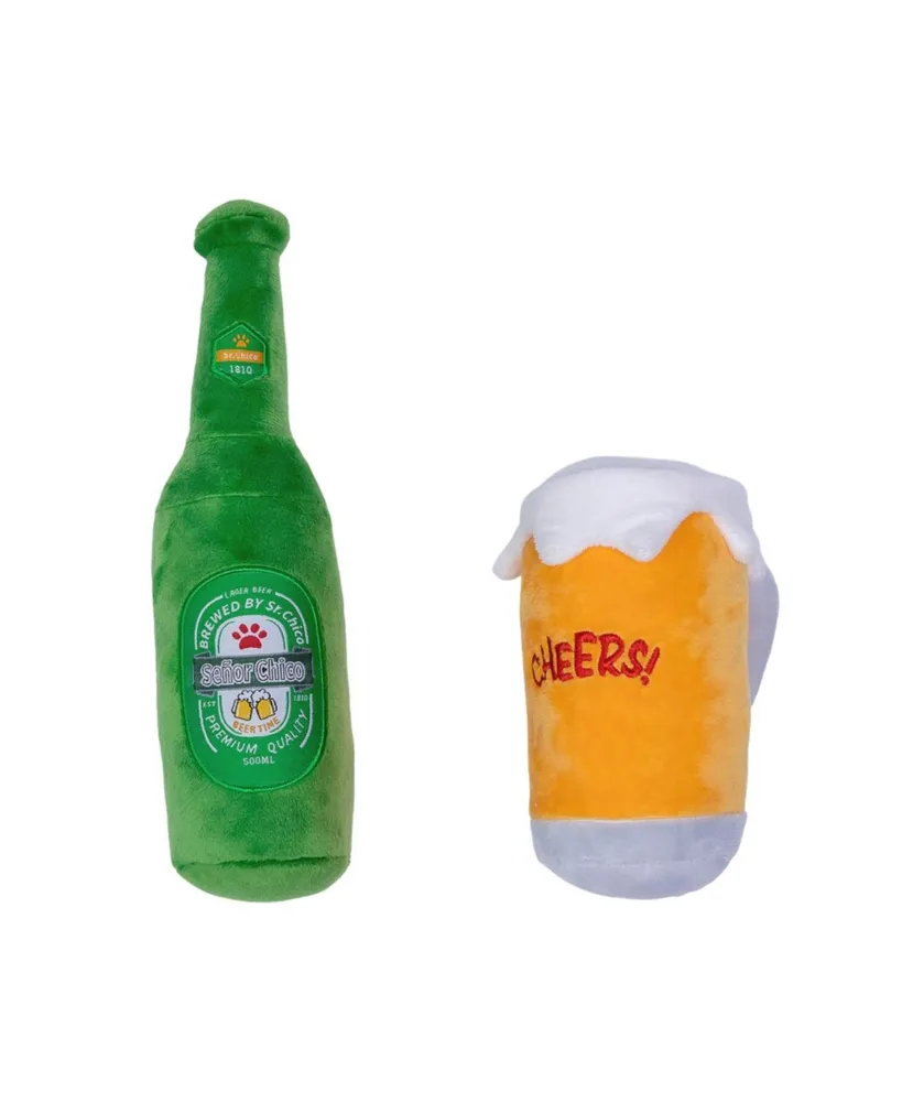 Beer-cheers Crinkle And Squeaky Plush Dog Toy Combo