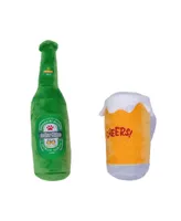 Beer-cheers Crinkle And Squeaky Plush Dog Toy Combo