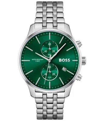 Boss Men's Associate Silver-Tone Stainless Steel Bracelet Watch, 42mm - Silver