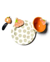 Happy Everything by Laura Johnson Chevron Pumpkin Embellishment Plate Bowl and Spreader, Set of 3