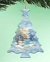 Designocracy Winter Tree Holiday Ornaments, Set of 2