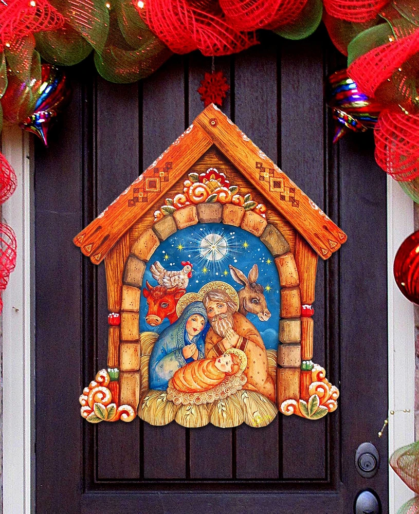 Designocracy Village Nativity Holiday Door Decor