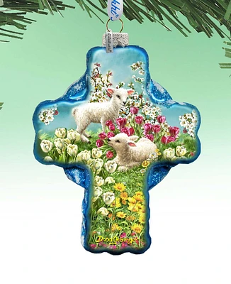 G.DeBrekht Sheep and Flowers Holiday Ornament