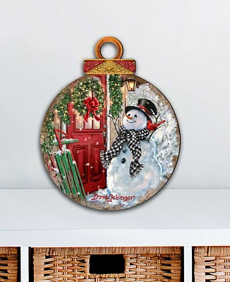 Designocracy Winter Arrival Snowman Christmas Holiday Outdoor Decor Large Ornament