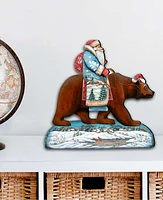 Designocracy Santa on Grizzly Bear Wooden Decor