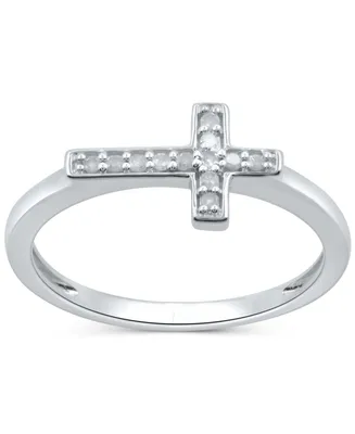 Diamond East-West Cross Ring (1/10 ct. t.w.) Sterling Silver