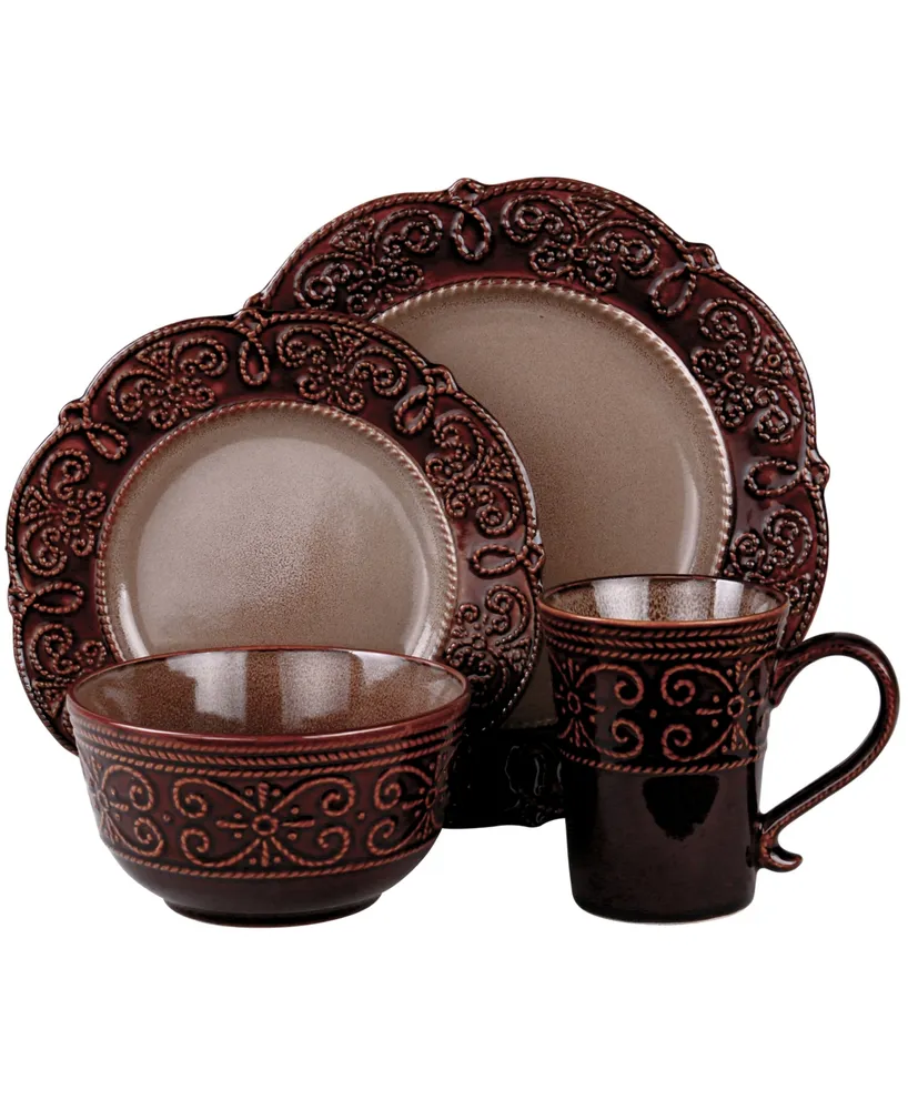 Elama Bonita 16 Piece Stoneware Dinnerware Set, Service for 4