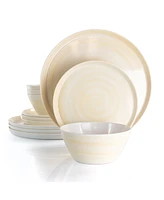 Elama Cold Cream 12 Piece Lightweight Melamine Dinnerware Set, Service for 4