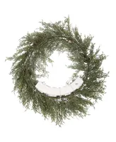 National Tree Company 24" Pre-Lit Snowy Christmas Wreath with Pinecones