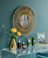 Decorative Woven Paper Rope Round Shape Modern Hanging Wall Mirror