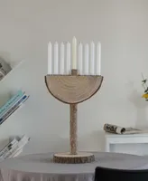 Nine Branch Vintage Handmade Wooden Hanukkah Menorah for Home, Synagogue and Shul