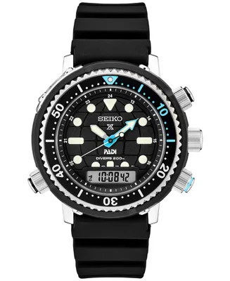 Seiko Men's Automatic Analog Digital Prospex Black Rubber Strap Watch 47mm