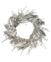 National Tree Company 24" Pre-Lit Snowy Twig Wreath