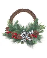 National Tree Company 24" Christmas Mixed Pine and Berries Wreath