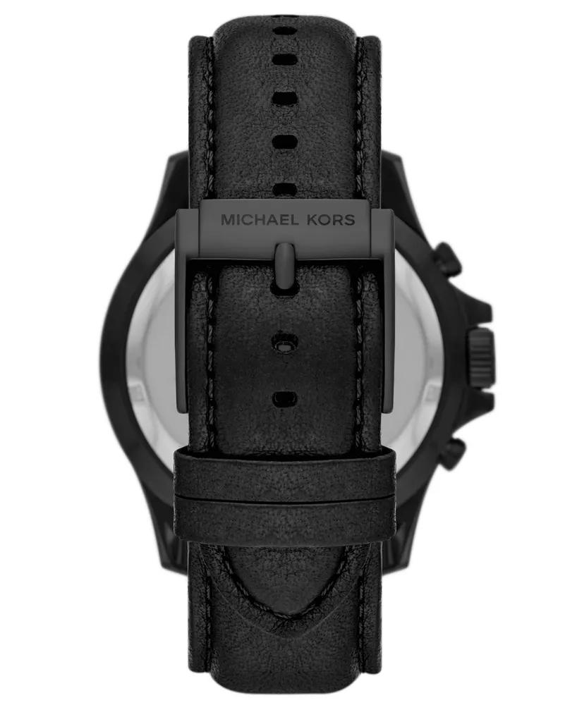 Michael Kors Men's Everest Chronograph Black Leather Strap Watch 45mm