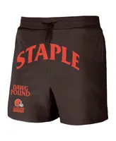 Men's Nfl X Staple Brown Cleveland Browns New Age Throwback Vintage-Like Wash Fleece Short