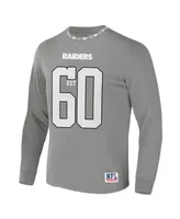 Men's Nfl X Staple Gray Las Vegas Raiders Core Long Sleeve Jersey Style T-shirt