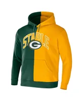 Men's Nfl X Staple Hunter Green, Yellow Green Bay Packers Split Logo Pullover Hoodie