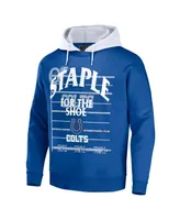Men's Nfl X Staple Blue Indianapolis Colts Oversized Gridiron Vintage-Like Wash Pullover Hoodie