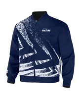 Men's Nfl X Staple Navy Seattle Seahawks Embroidered Reversable Nylon Jacket
