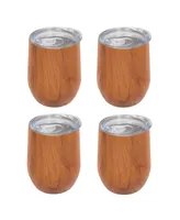 Cambridge Wood Decal Insulated Wine Tumblers, Set of 4