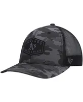 Men's '47 Charcoal Oakland Athletics Tonal Camo Convoy Trucker Snapback Hat