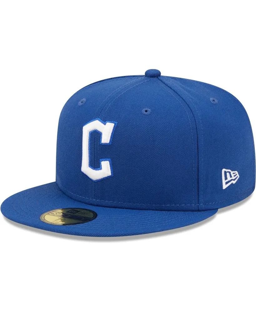 Cleveland Indians 100 Seasons New Era 59FIFTY Fitted Hat (Chrome White Majestic Blue Gray Under BRIM) 7 5/8