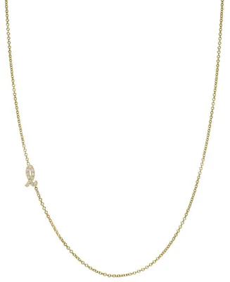Zoe Lev Diamond Initial Side Pendant Necklace (1/20 ct. t.w.) in 14k Gold, 16" + 2' extender