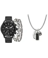 Rocawear Men's Shiny Black Metal Bracelet Watch 49mm Set