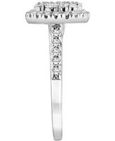 Diamond Halo Cluster Engagement Ring (1 ct. t.w.) in 14k White Gold