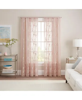 Waverly Sherry Floral Lace Sheer Rod Pocket Curtain Panel