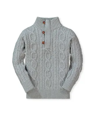 Hope & Henry Boys Mock Neck Cable Sweater with Buttons