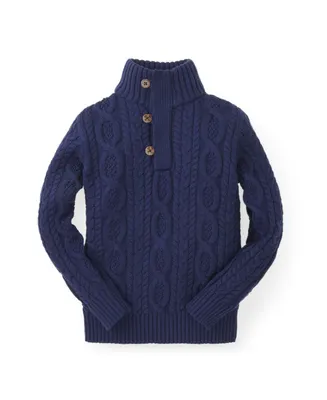 Hope & Henry Boys Mock Neck Cable Sweater with Buttons