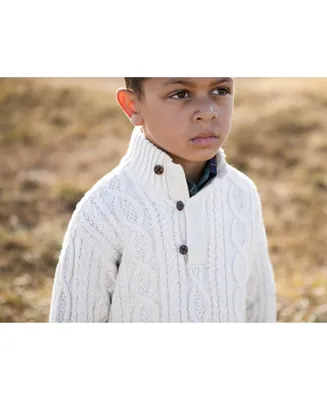 Hope & Henry Boys Mock Neck Cable Sweater with Buttons
