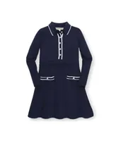 Hope & Henry Baby Girls Long Sleeve Sweater Dress with Contrast Tipping