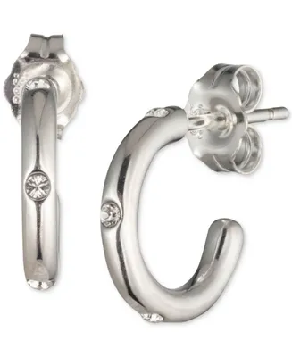 Lauren Ralph Lauren Crystal Studded Extra Small Hoop Earrings in Sterling Silver, 0.49"