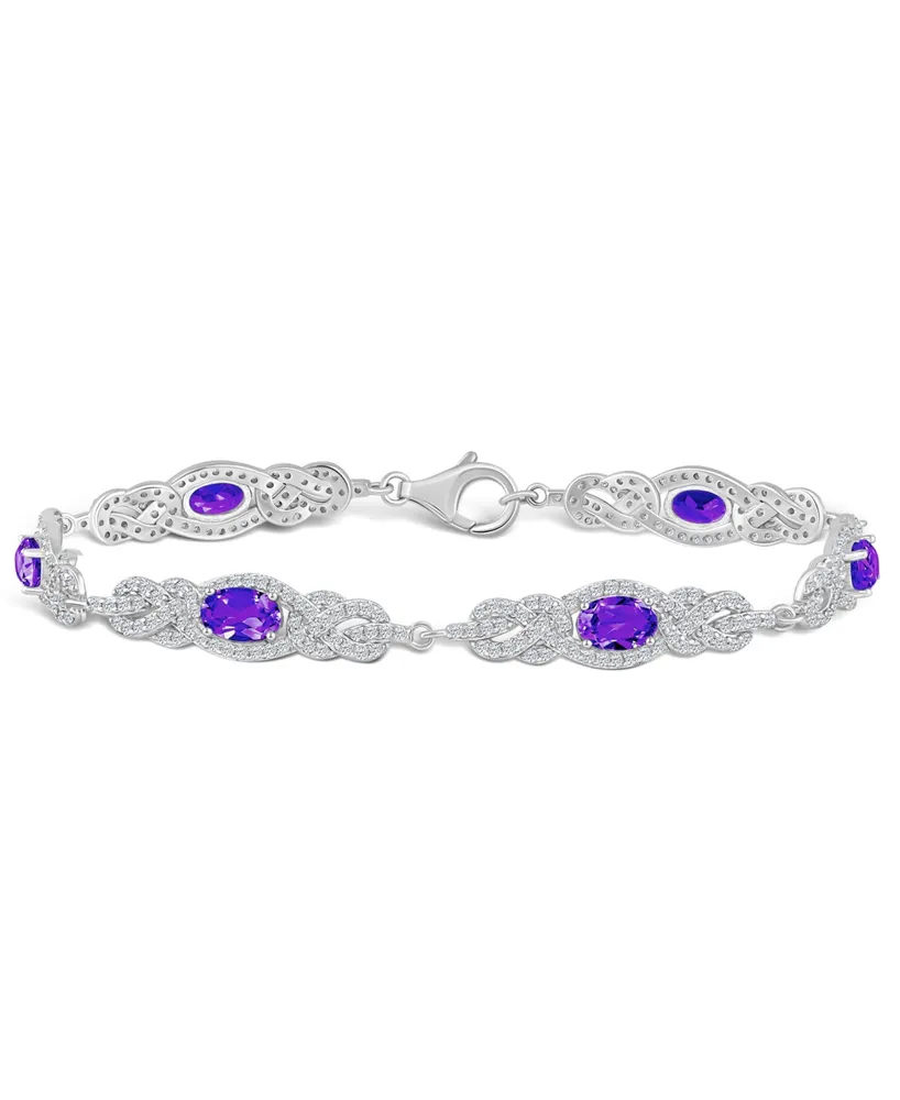 Macy's Amethyst (2 2/3 ct. t.w.) and Topaz (2 1/10 ct. t.w.) Bracelet in Sterling Silver