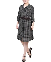 Ny Collection Petite 3/4 Roll Tab Sleeve Shirtdress