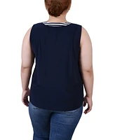 Ny Collection Plus Sleeveless Y-neck Combo Blouse