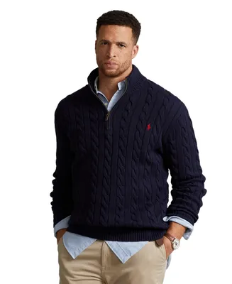 Polo Ralph Lauren Men's Big & Tall Cable-Knit Cotton Quarter-Zip Sweater