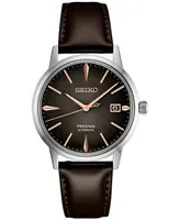 Seiko Men's Automatic Presage Brown Leather Strap Watch 40mm