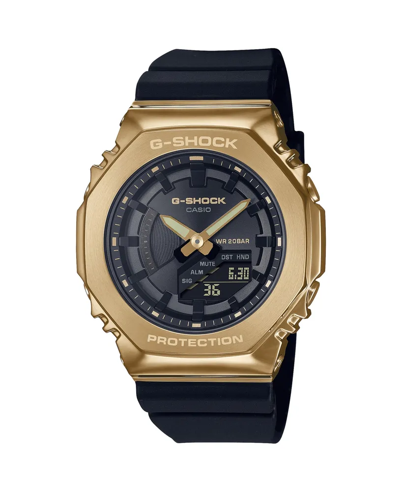 G-Shock Unisex Gold-Tone and Black Resin Strap Watch 40.4mm GMS2100GB-1A - Black and Gold