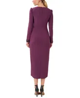 Adrianna Papell Women's Jersey Long-Sleeve Wrap Midi Dress
